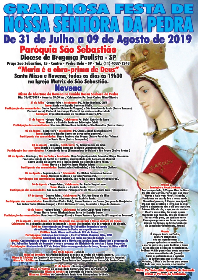 Cartaz Festa de Nossa Senhora da Pedra 2019